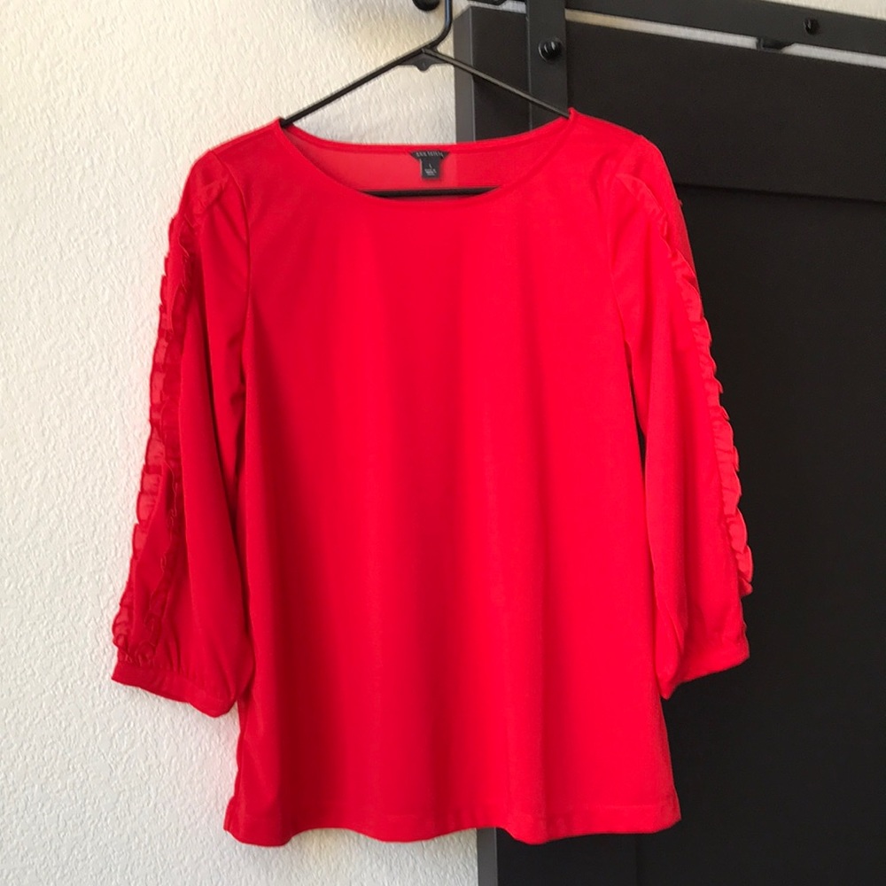 Ann Taylor Red, 3/4-Sleeve Top SZ-S